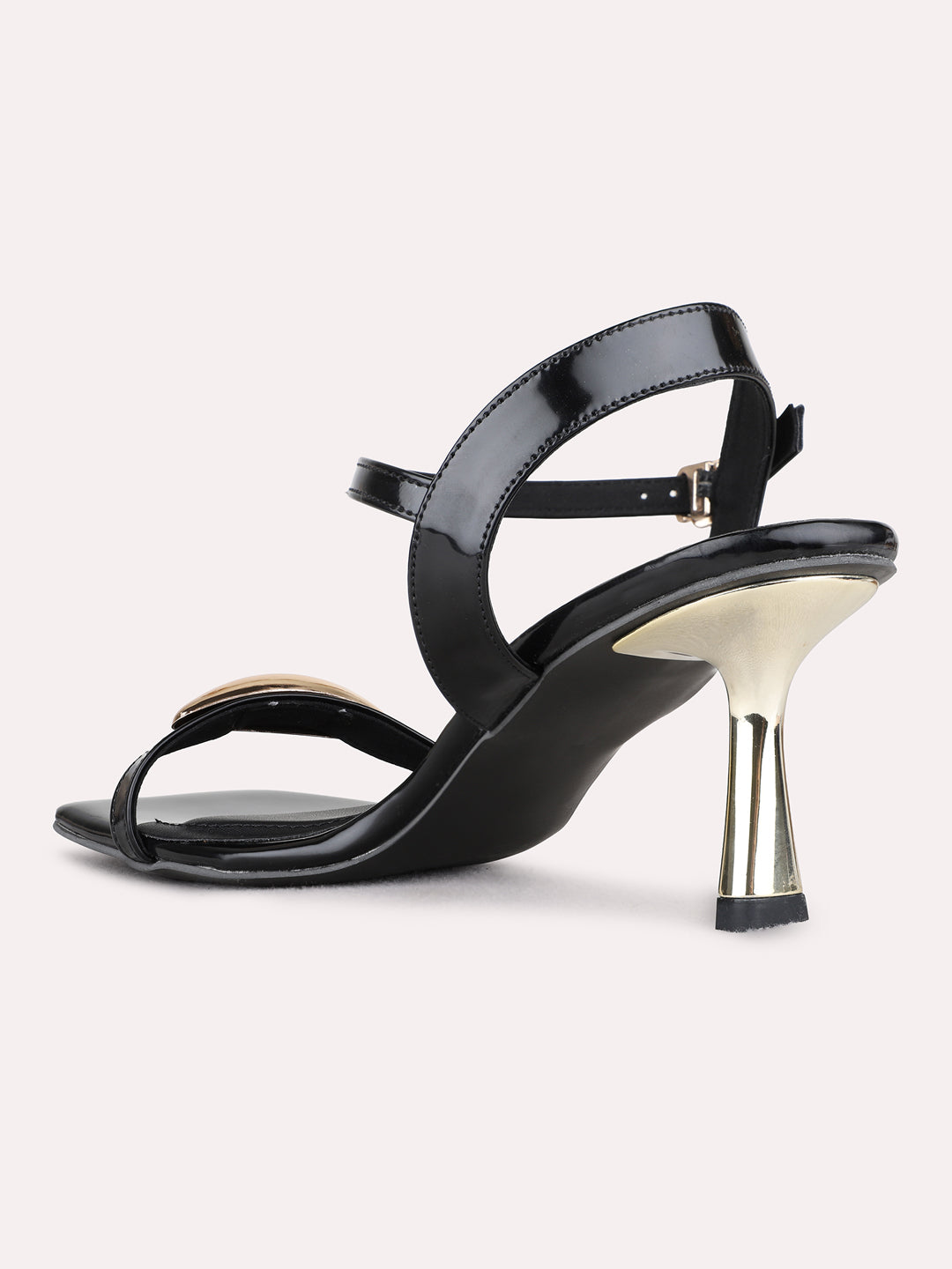 Womens Black Solid Party Wear  Round Toe Stiletto Heels