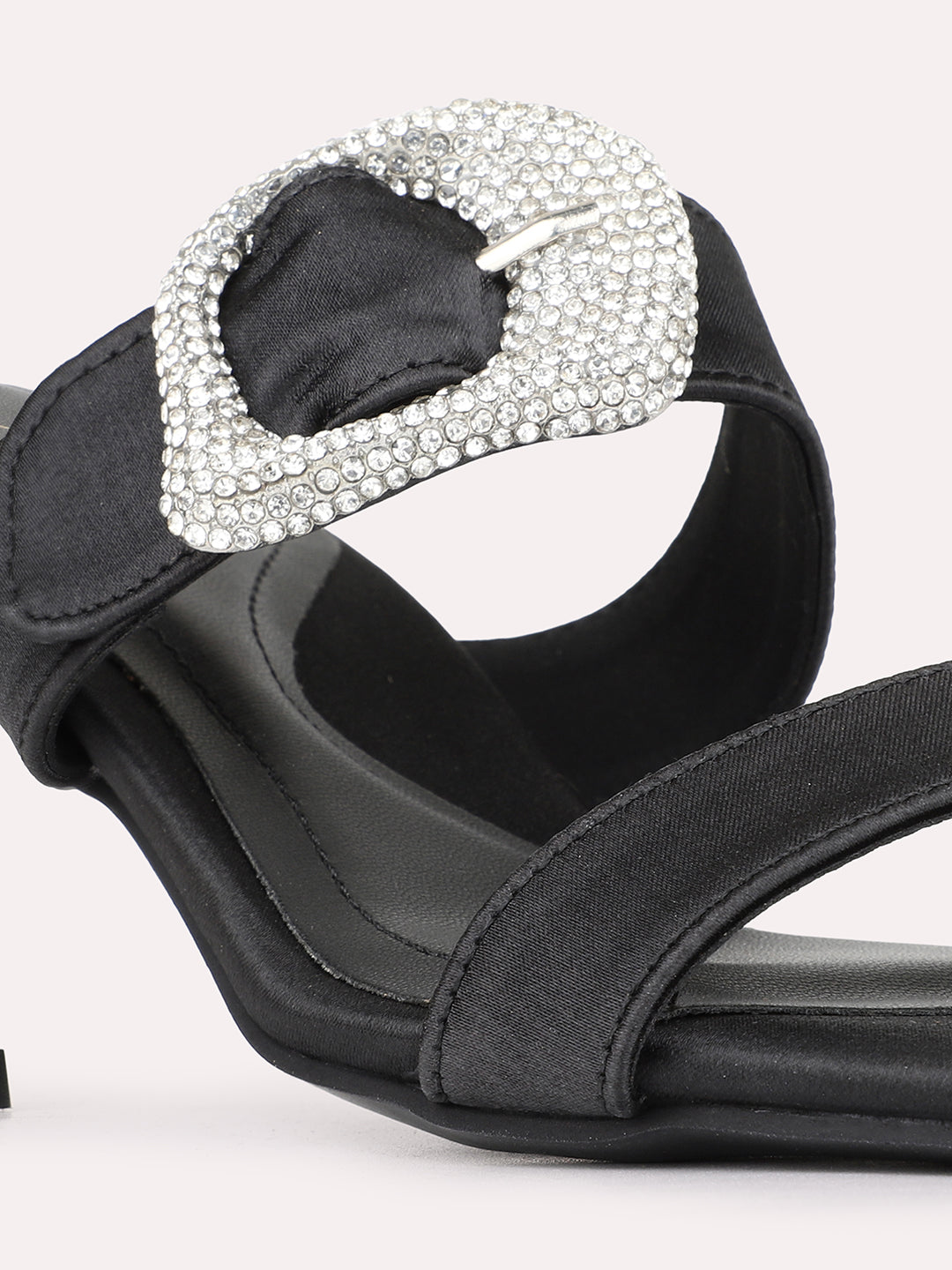 Womens Black Party Wear Solid Square Toe Stiletto Heels
