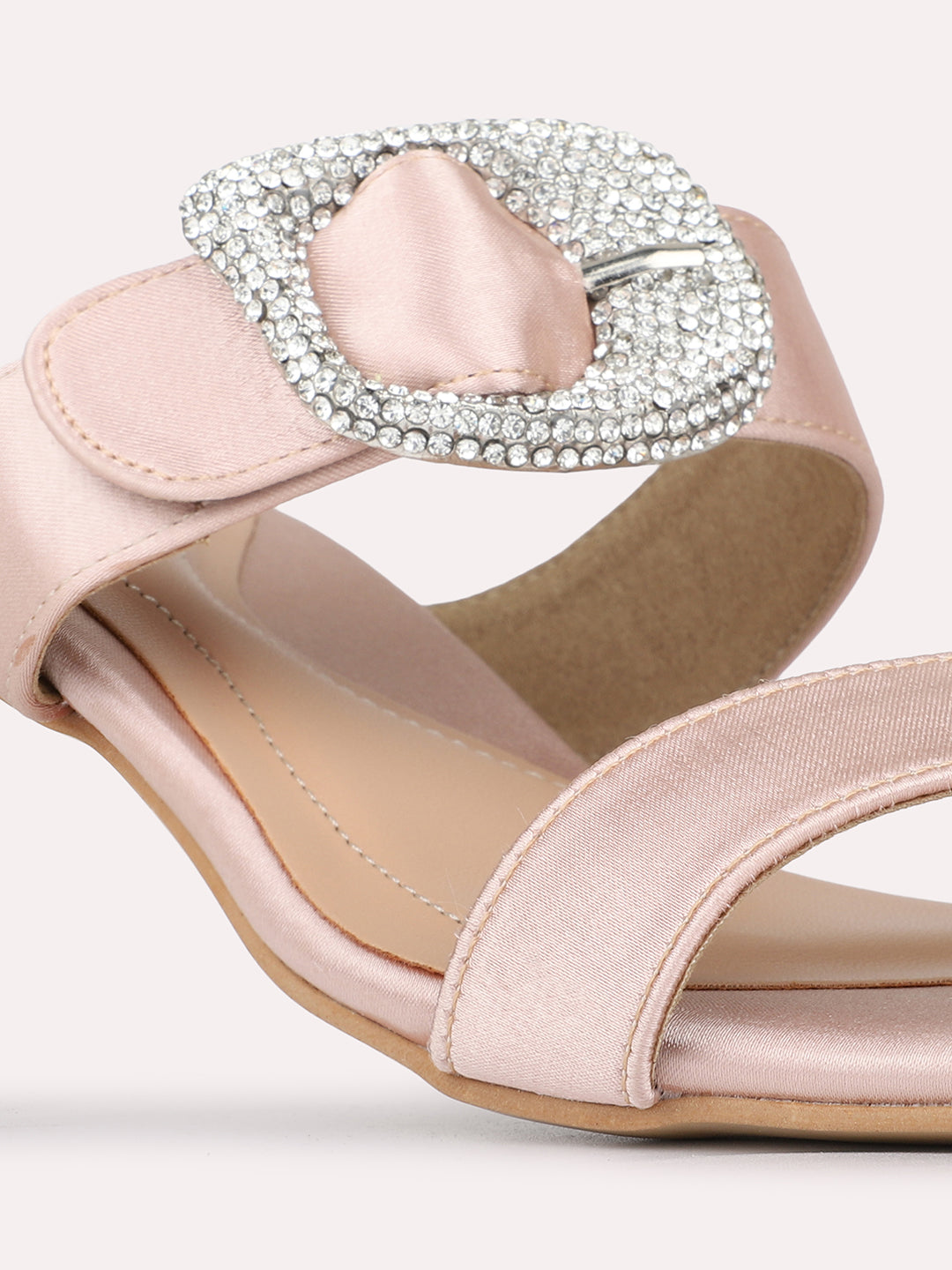 Womens Rose Gold Party Wear Solid Square Toe Stiletto Heels