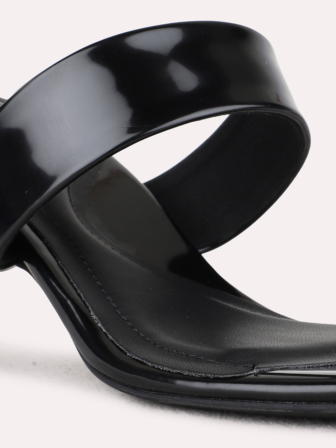 Womens Black Party Wear Solid Pattern Round Toe Stiletto Heels