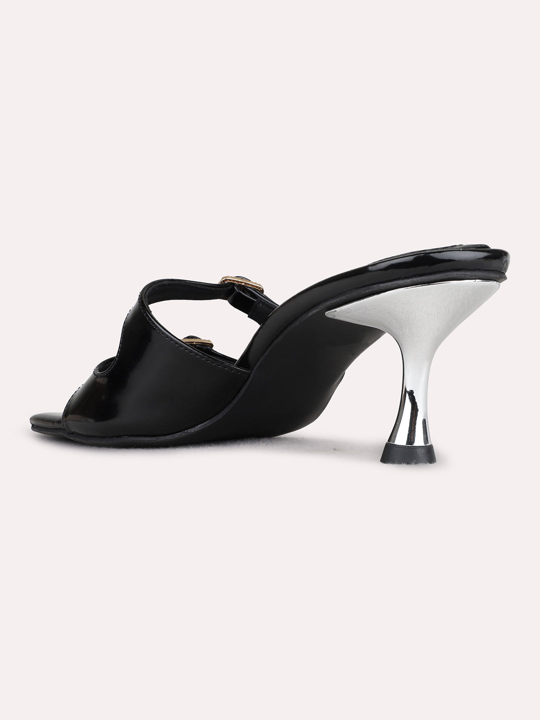 Womens Black Casual Solid Square Toe Stiletto Heels