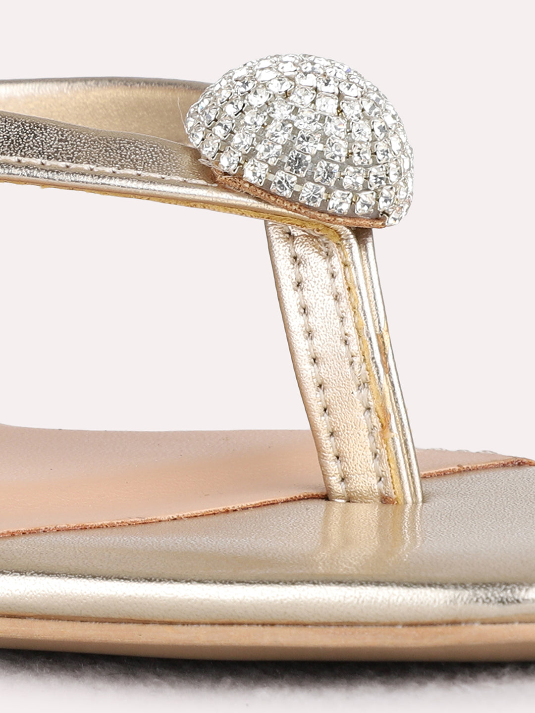 Womens Gold Party Wear Embellished Round Toe Stiletto Heels