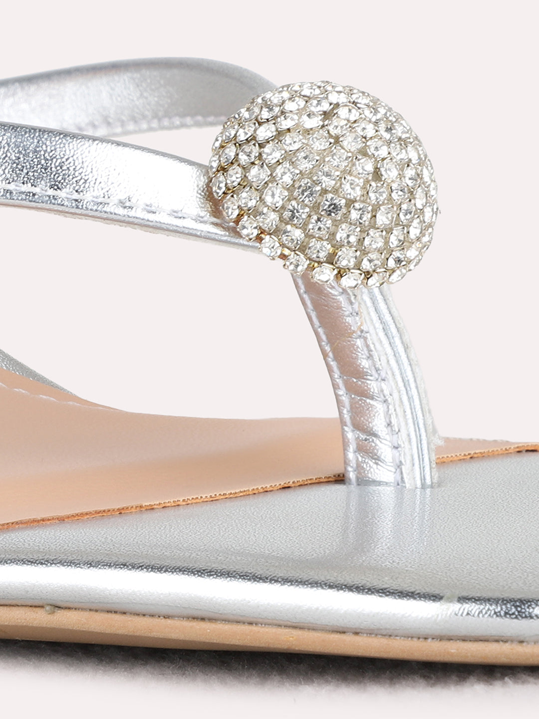Womens Silver Party Wear Embellished Round Toe Stiletto Heels