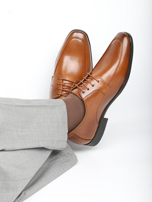 Men Tan Solid Formal Lace Up Derby Shoes
