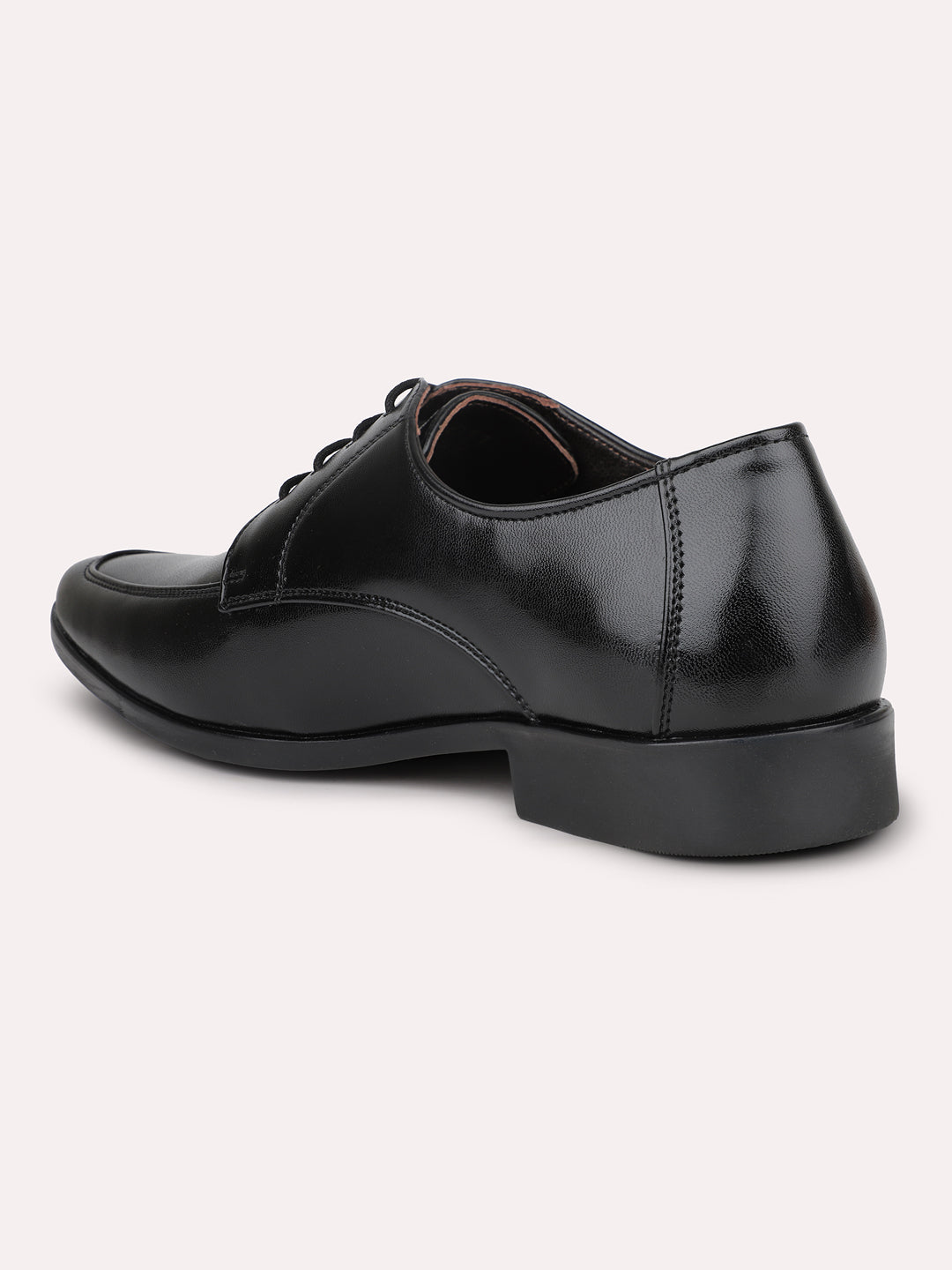 Men Black Solid Formal Lace Up Derby Shoes