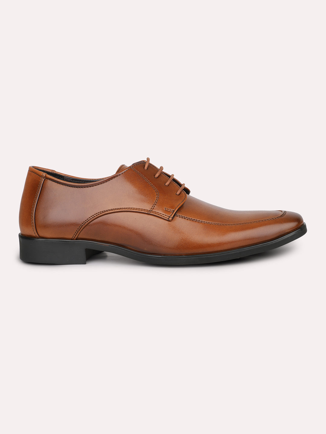 Men Tan Solid Formal Lace Up Derby Shoes