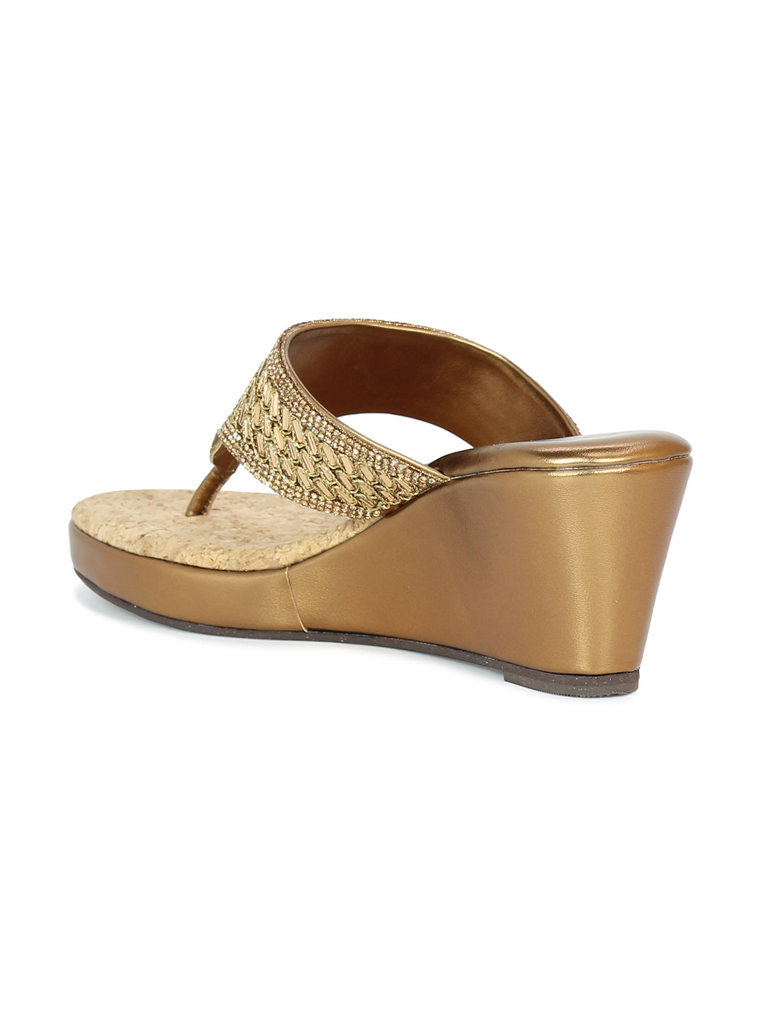 Women Antique Embellished Ethnic Wedge Sandals