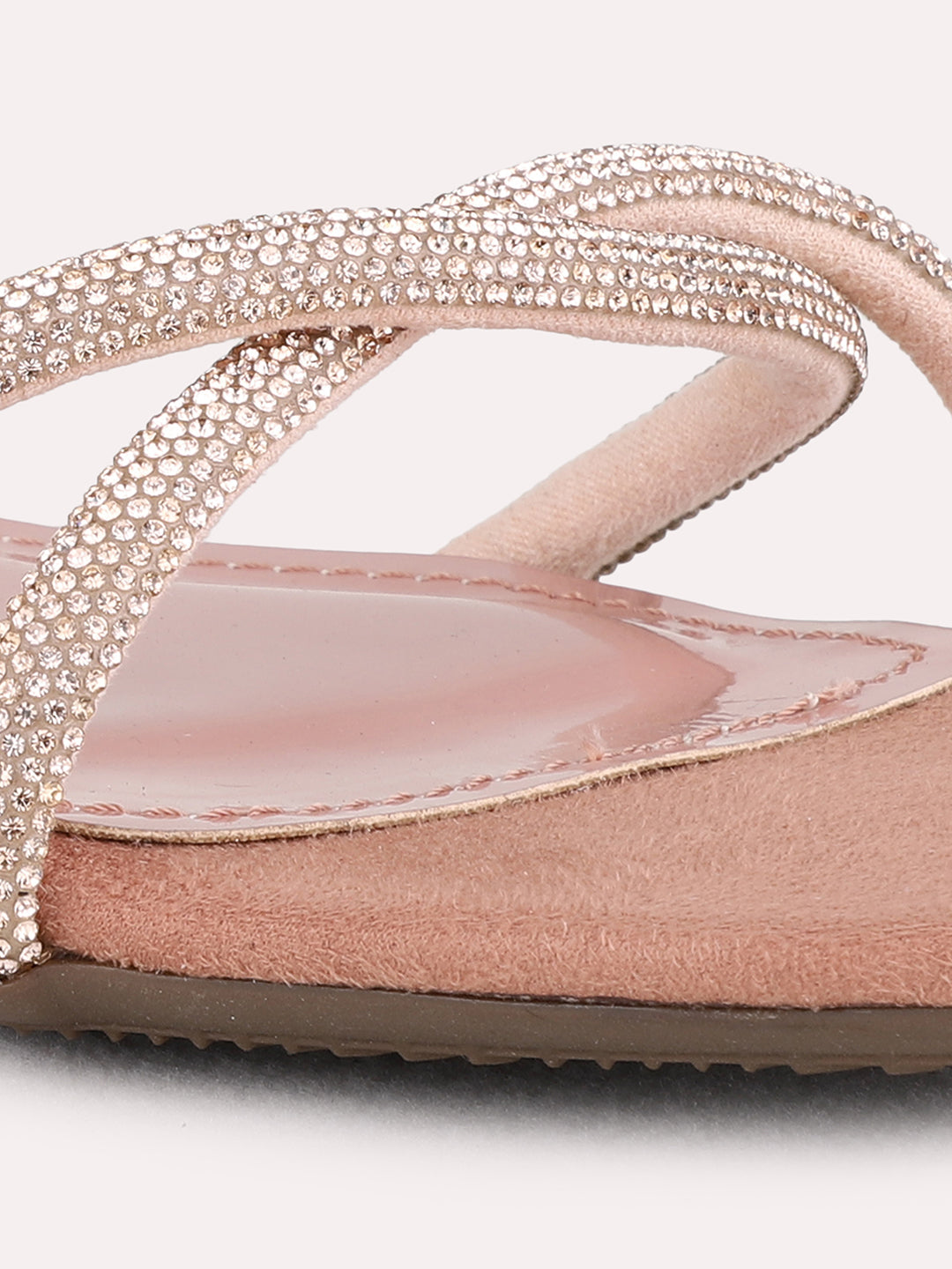 Womens Peach Party Wear Solid Square Toe Block Heel Sandals