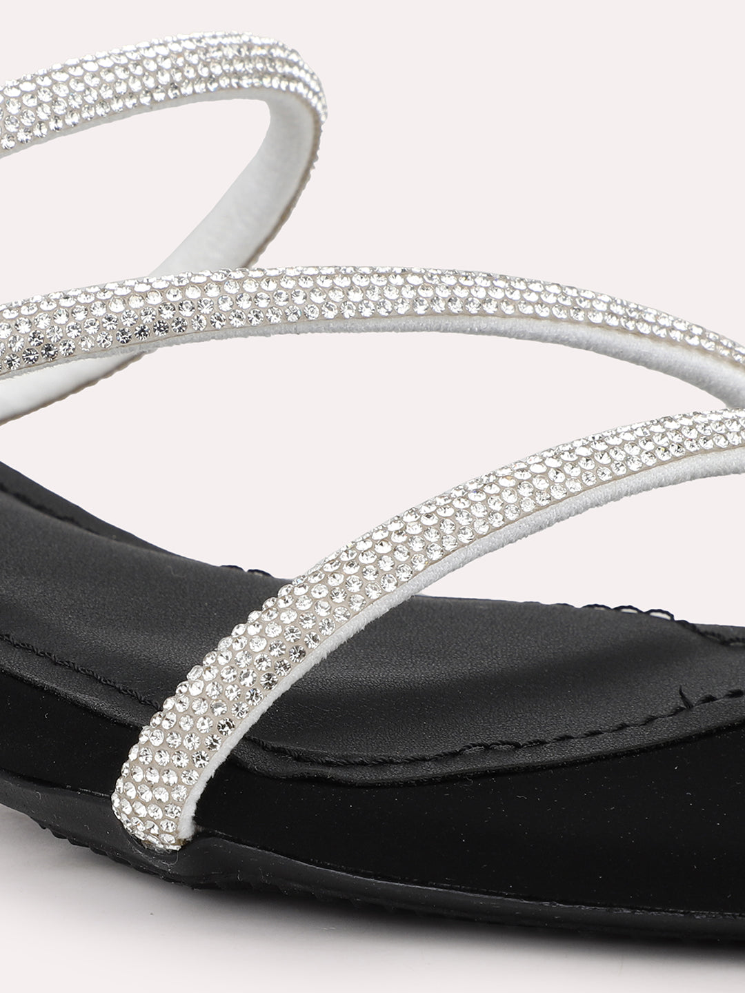 Women Silver Embellished Open Toe Block Heels