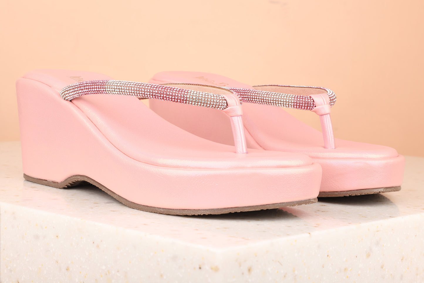 Women Pink Embellished Wedge Heels