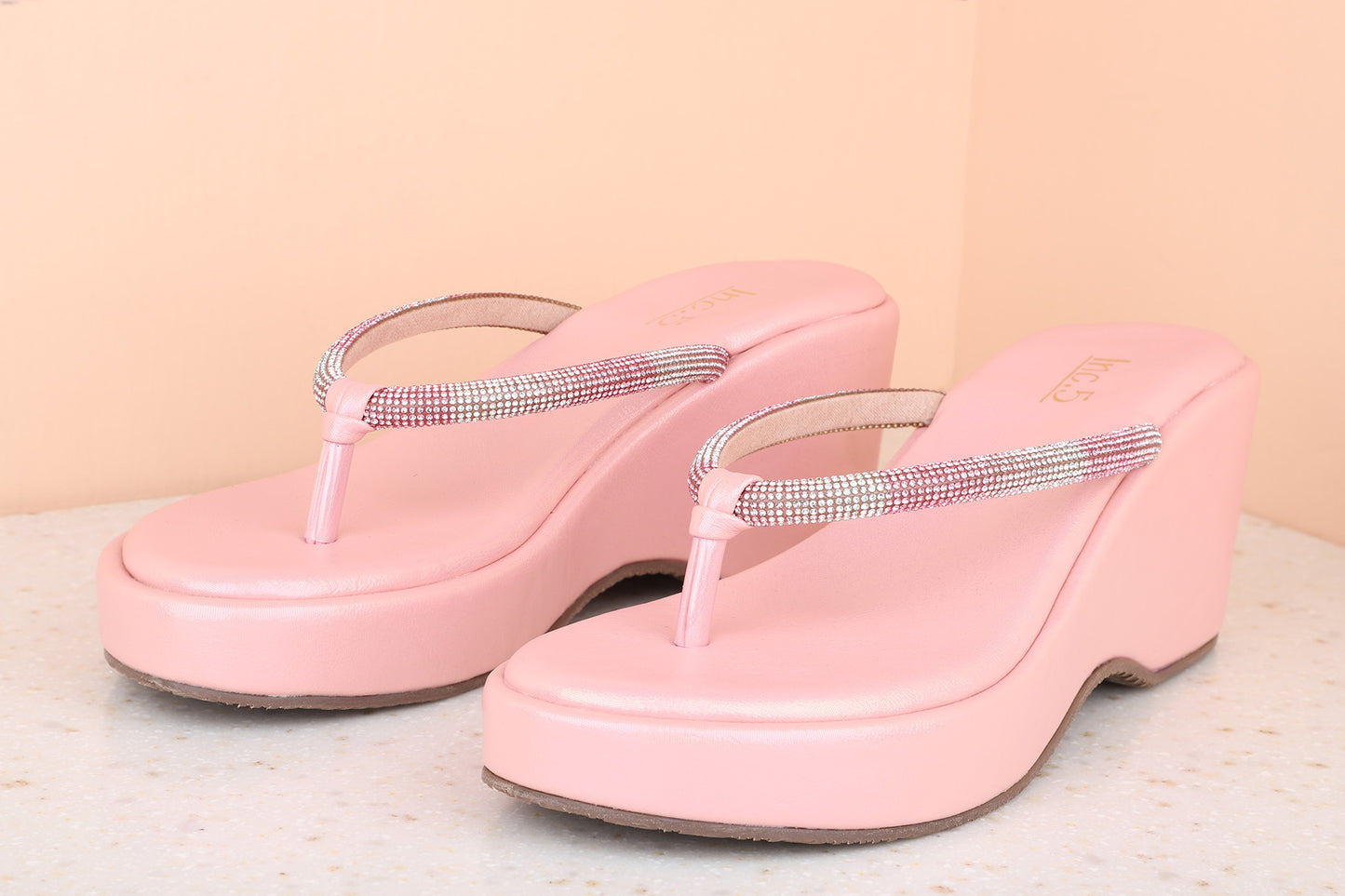 Women Pink Embellished Wedge Heels