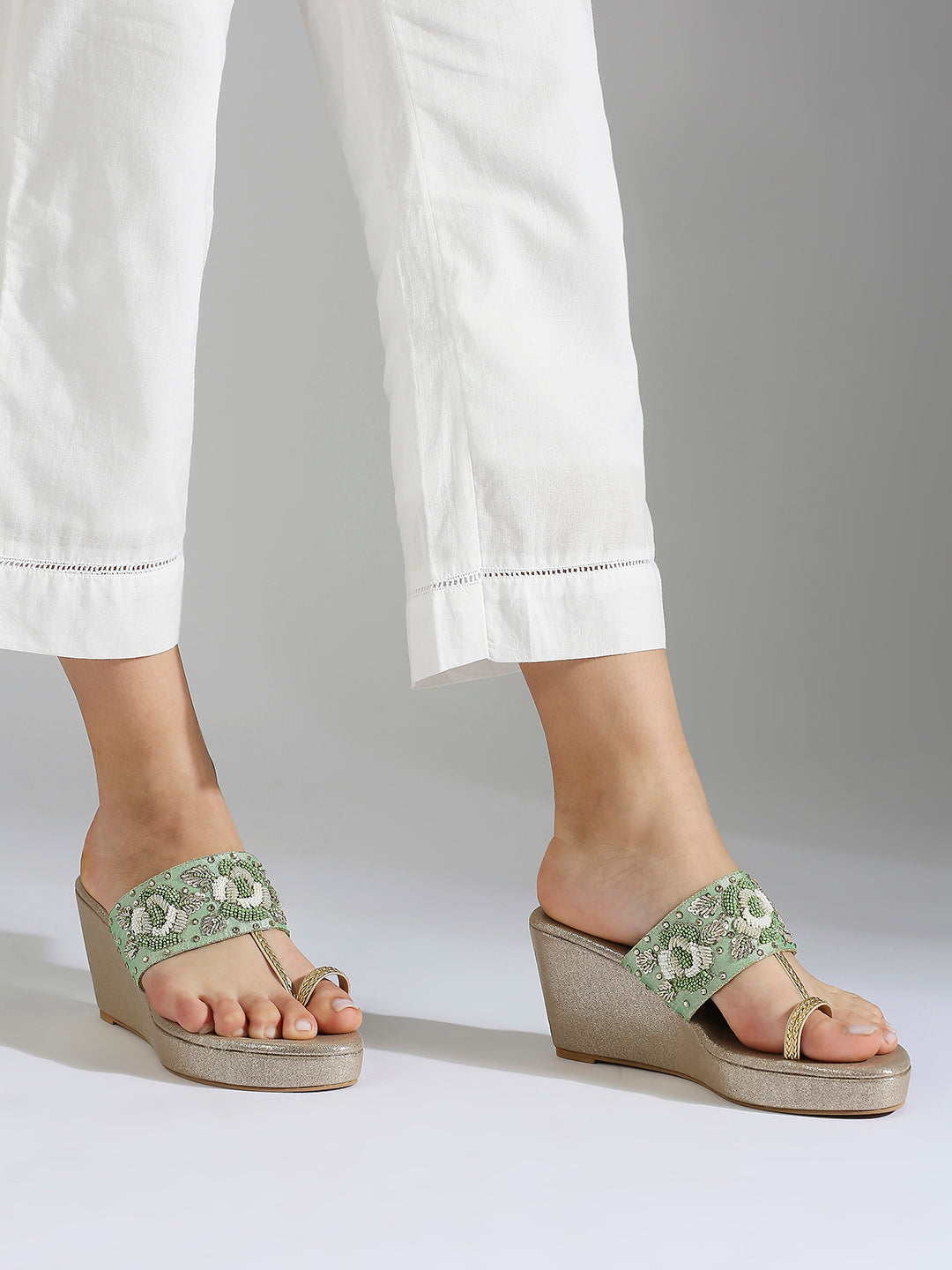 Buy Now Women Pista Embellished Ethnic Wedges – INC.5 SHOES PVT LTD