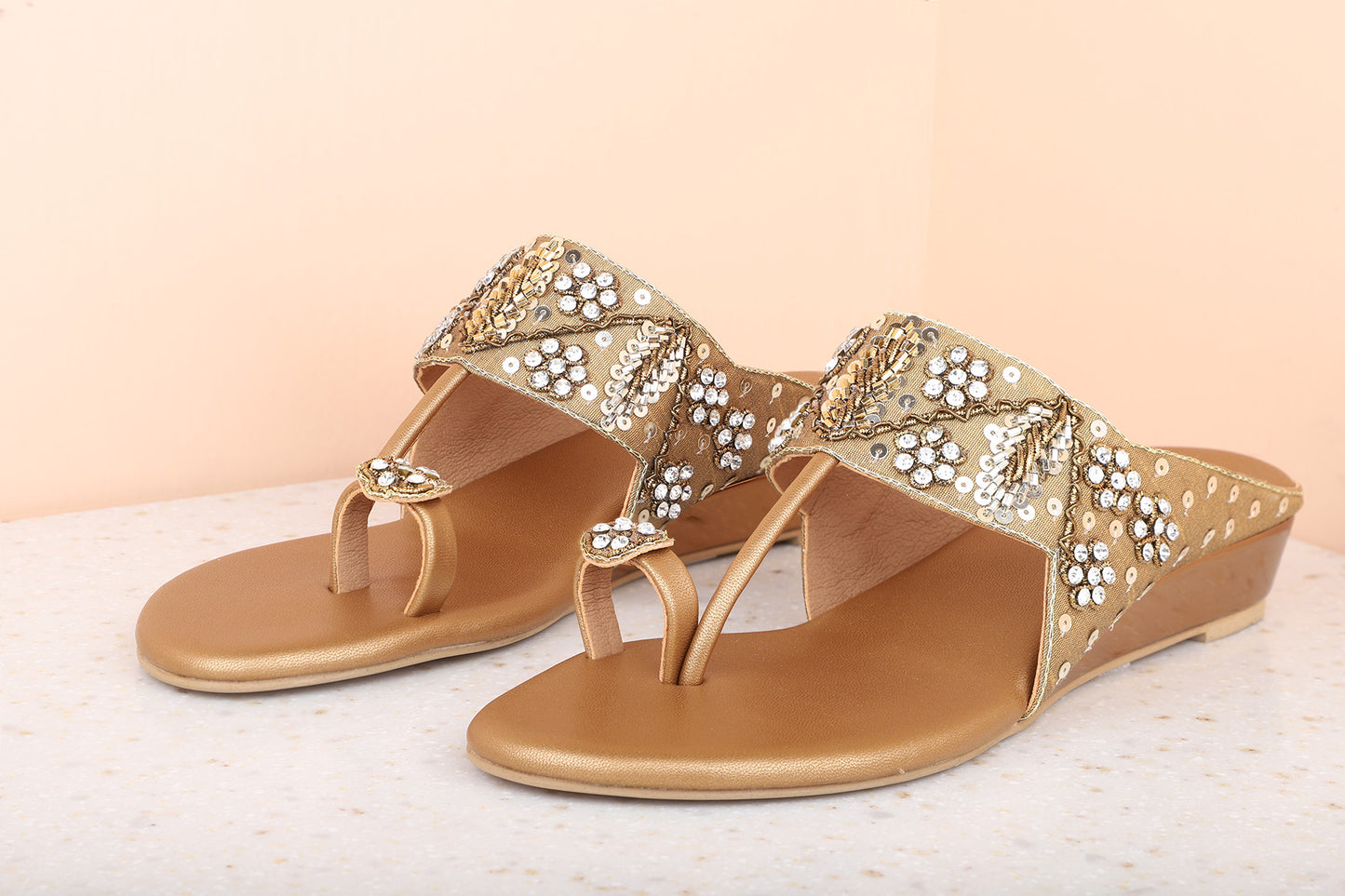 Women Antique Embellished Ethnic OneToe Wedges