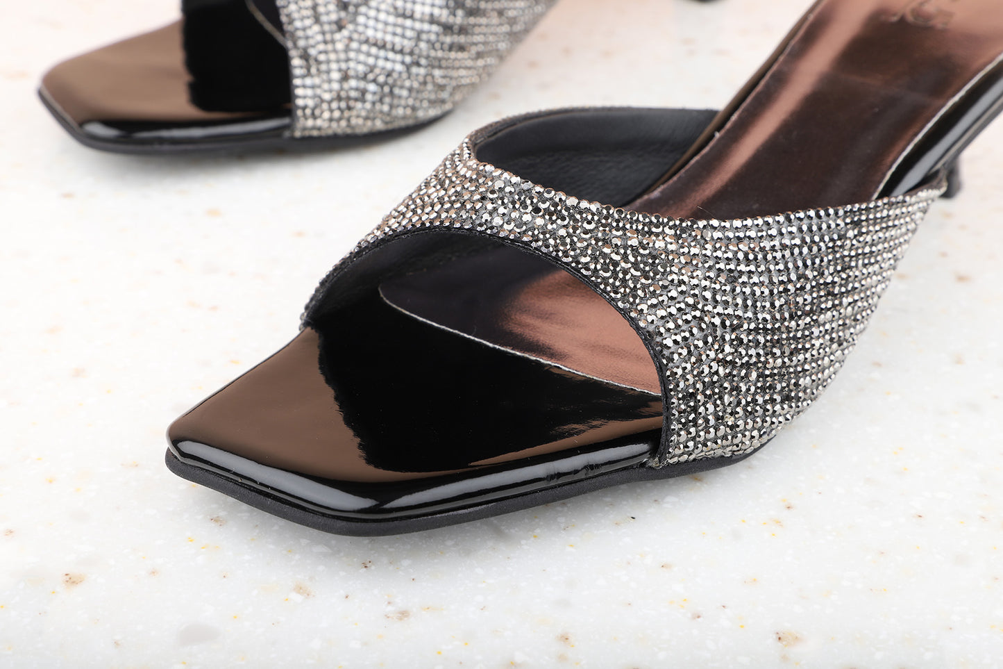 Women Pewter Embellished Kitten Heels