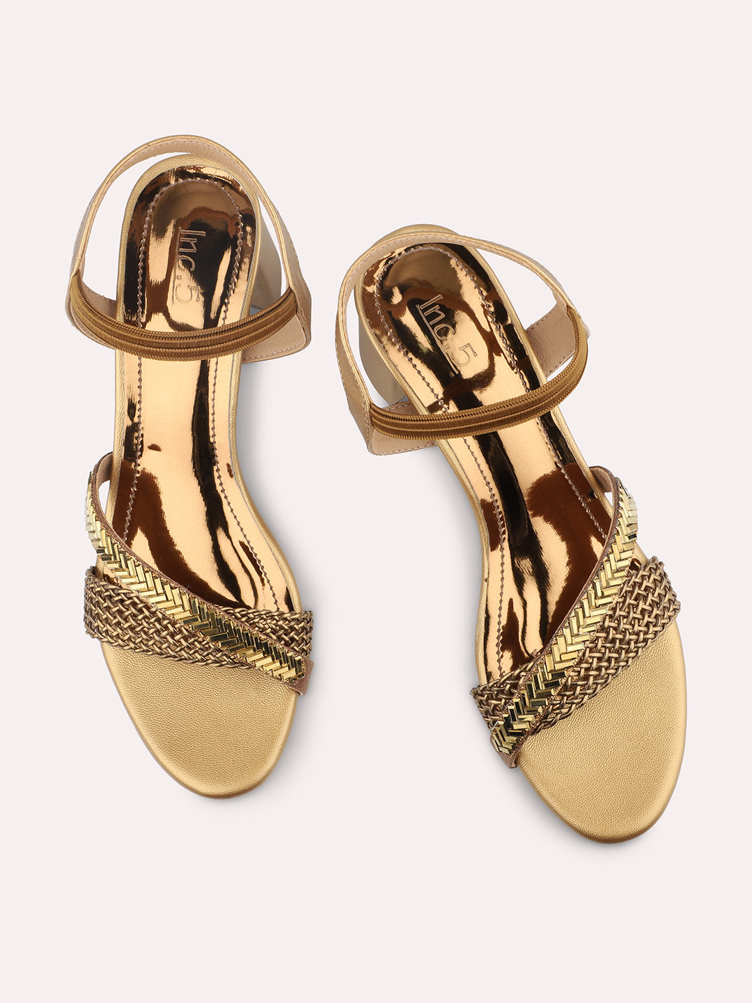 Women Antique-Toned Embellished Block Heels