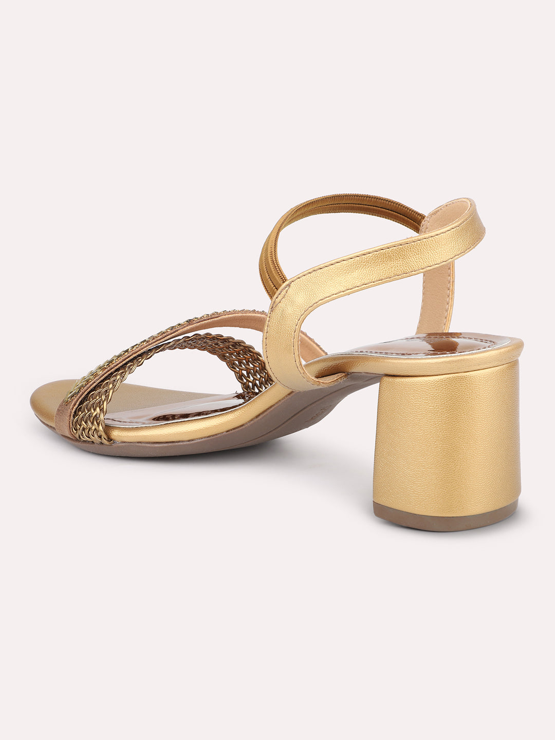 Women Antique-Toned Embellished Block Heels