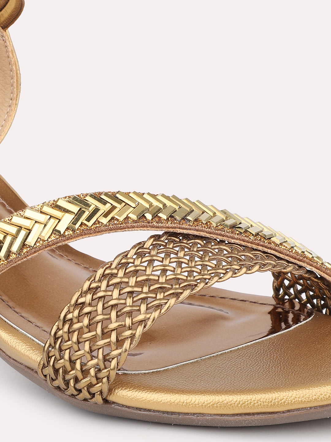 Women Antique-Toned Embellished Block Heels