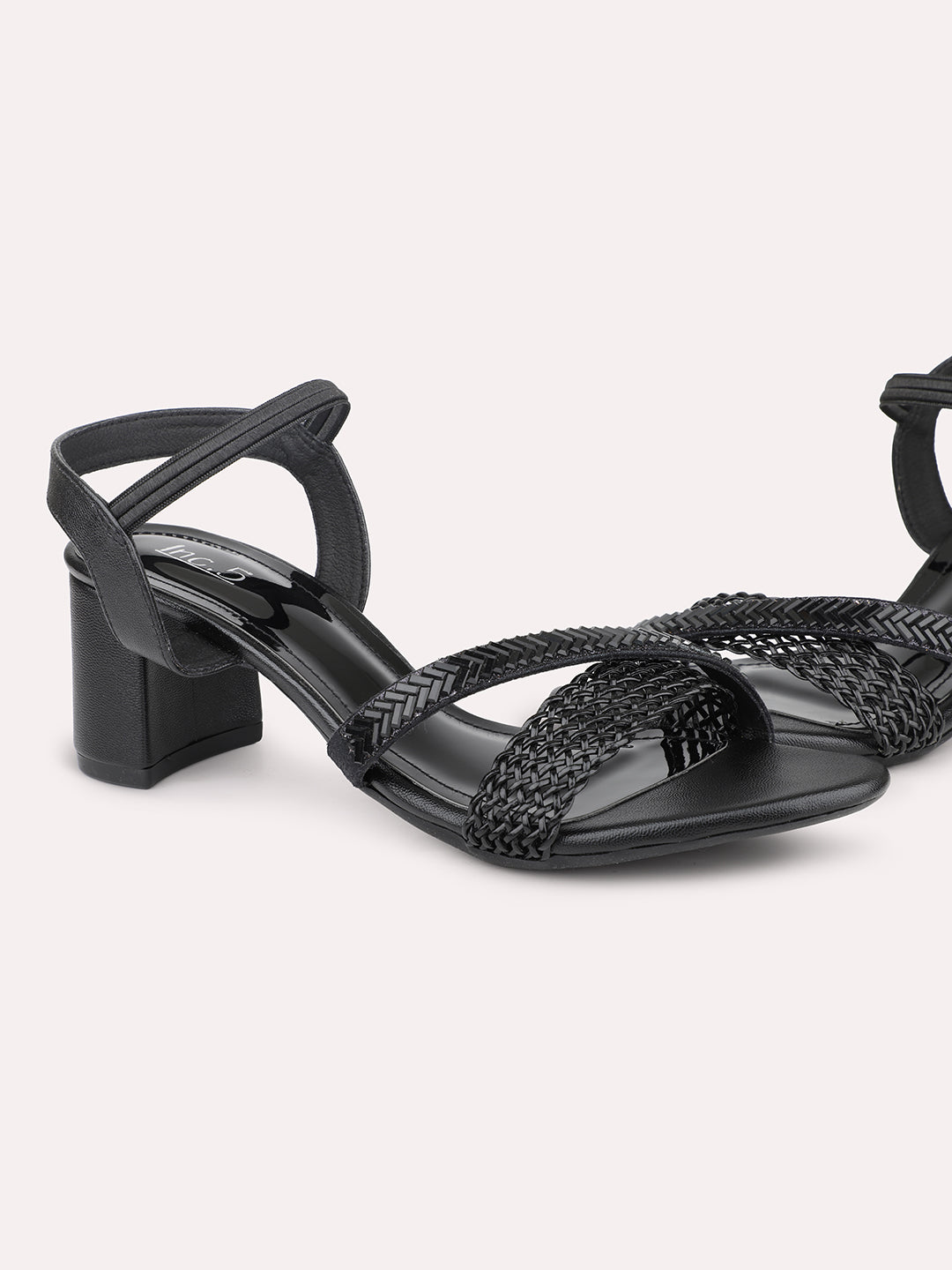 Women Black-Toned Embellished Block Heels