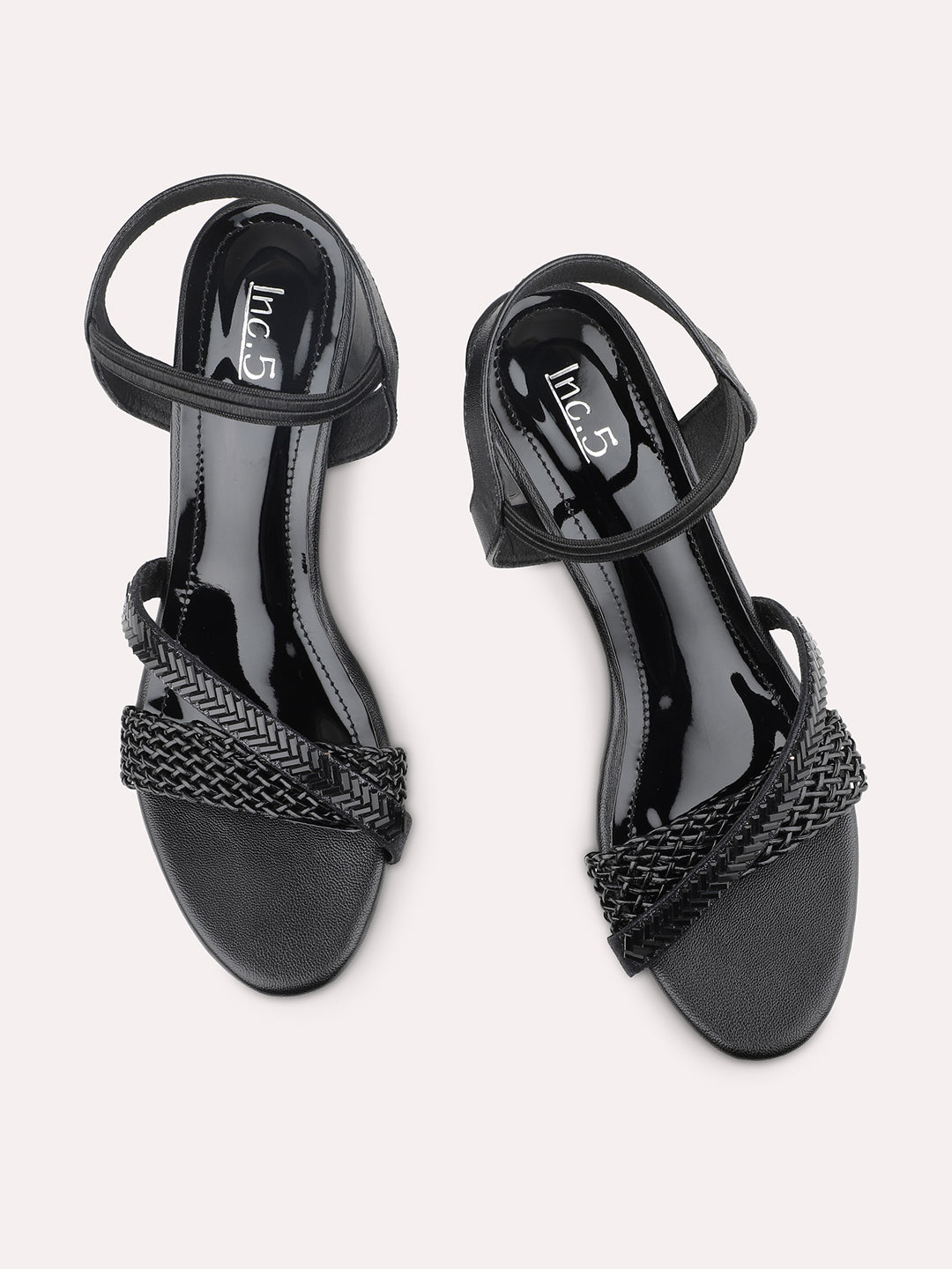 Women Black-Toned Embellished Block Heels