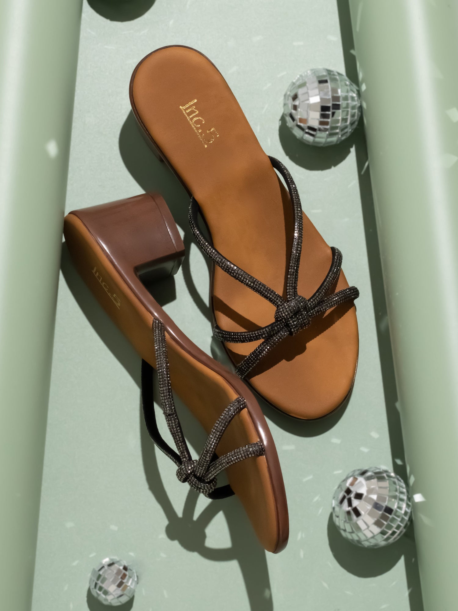 Women Pewter Embellished Knot Detail Block heels