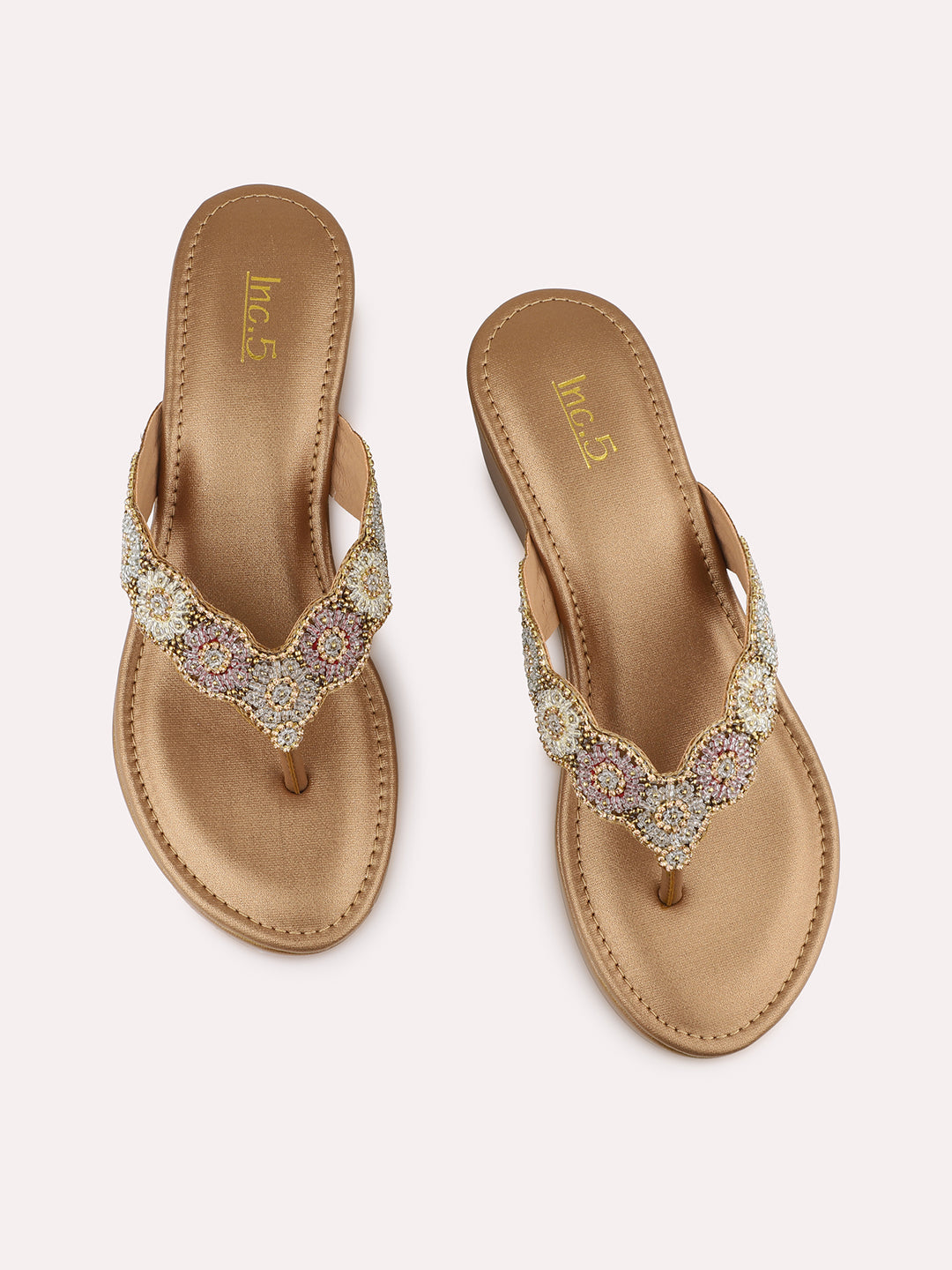 Women Antique-Toned Embellished Ethnic Wedge Heels
