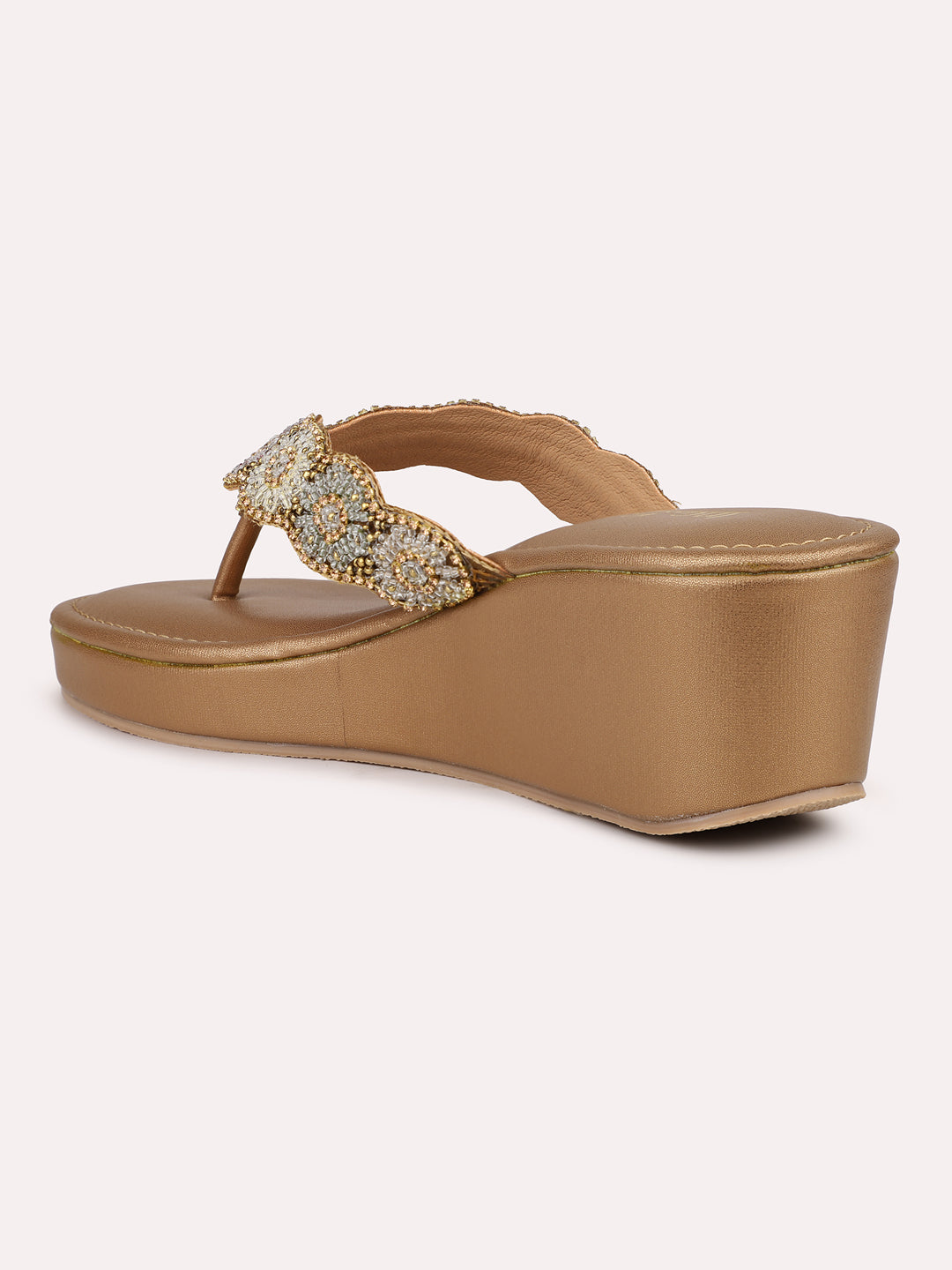 Women Antique-Toned Embellished Ethnic Wedge Heels