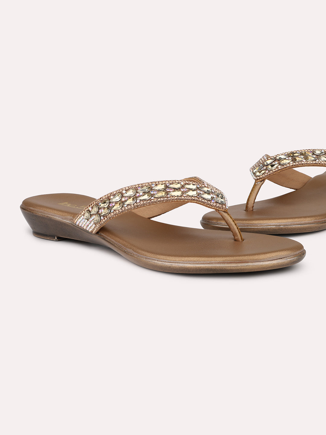 Women Antique-Toned Embellished Open Toe Wedge Sandals