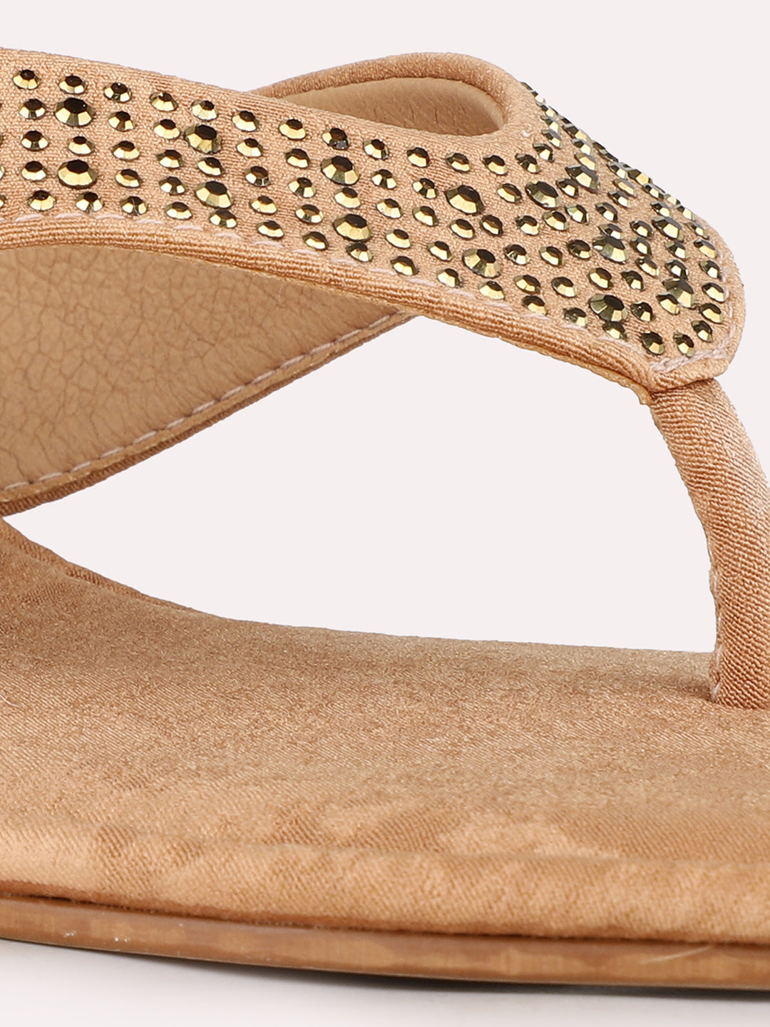 Women Tan Ethnic Embellished Round Toe Block Heel Sandals