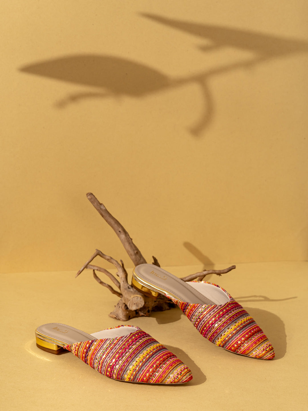 Women Pink Casual Printed Pointed Toe Slip-On Flats