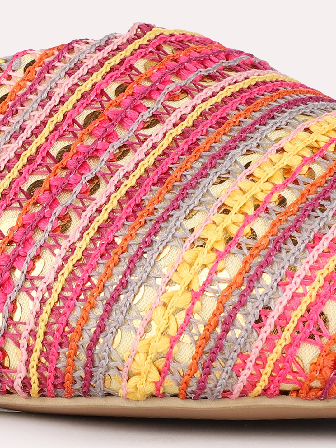 Women Pink Casual Printed Pointed Toe Slip-On Flats