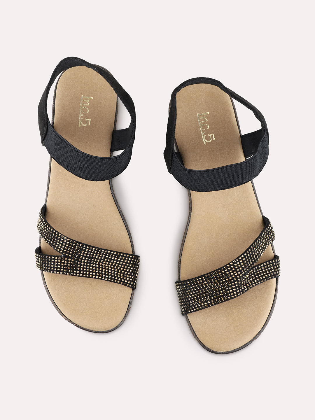 Womens Black Ethnic Embellished Pattern Wedge Heel Sandals