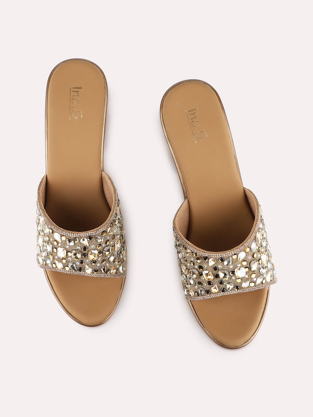 Womens Antique Ethnic Embellished Pattern Round Toe Flatform Heels
