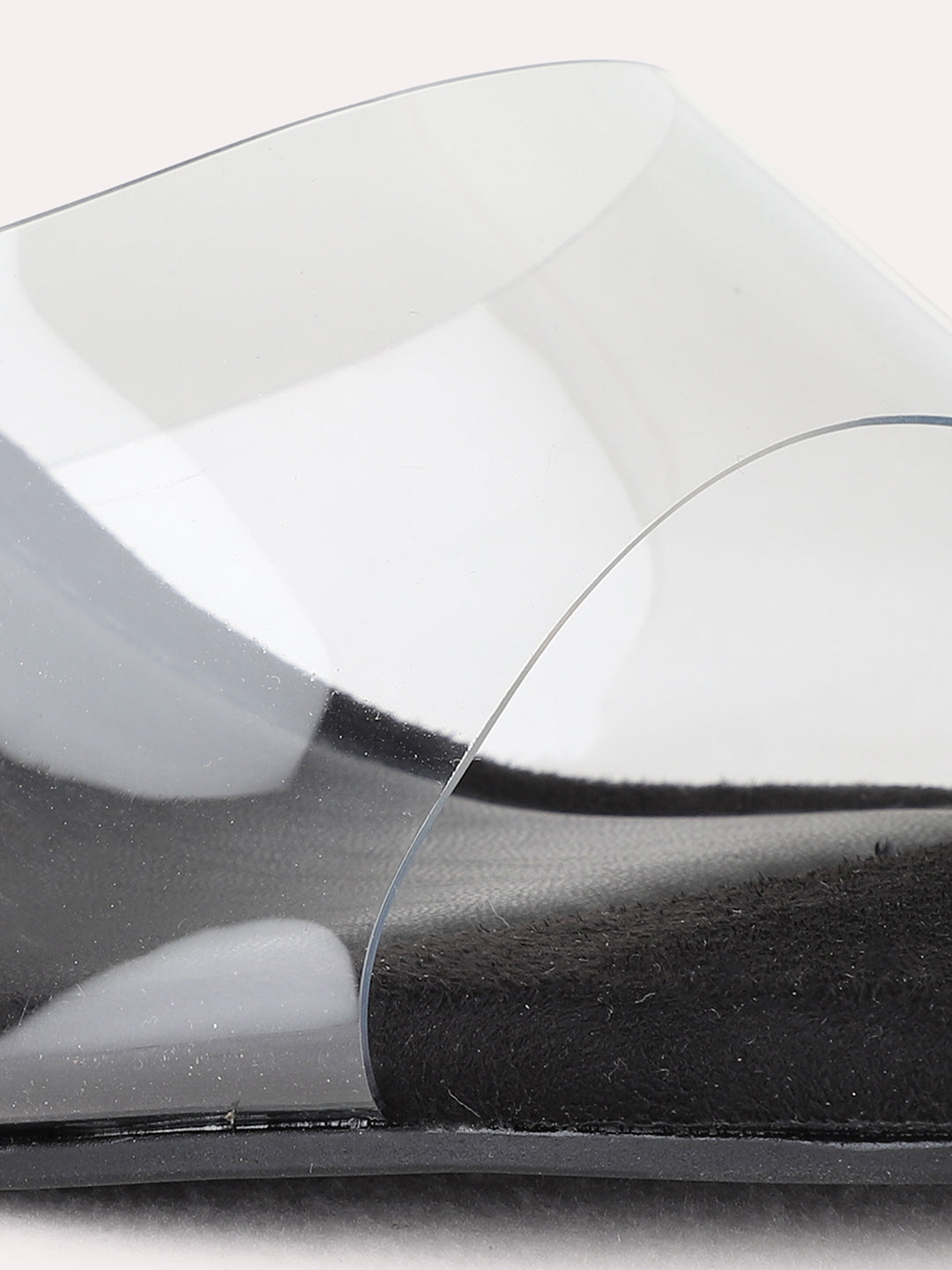 Womens Black Party Wear Transparent Round Toe Wedge Heel Sandals