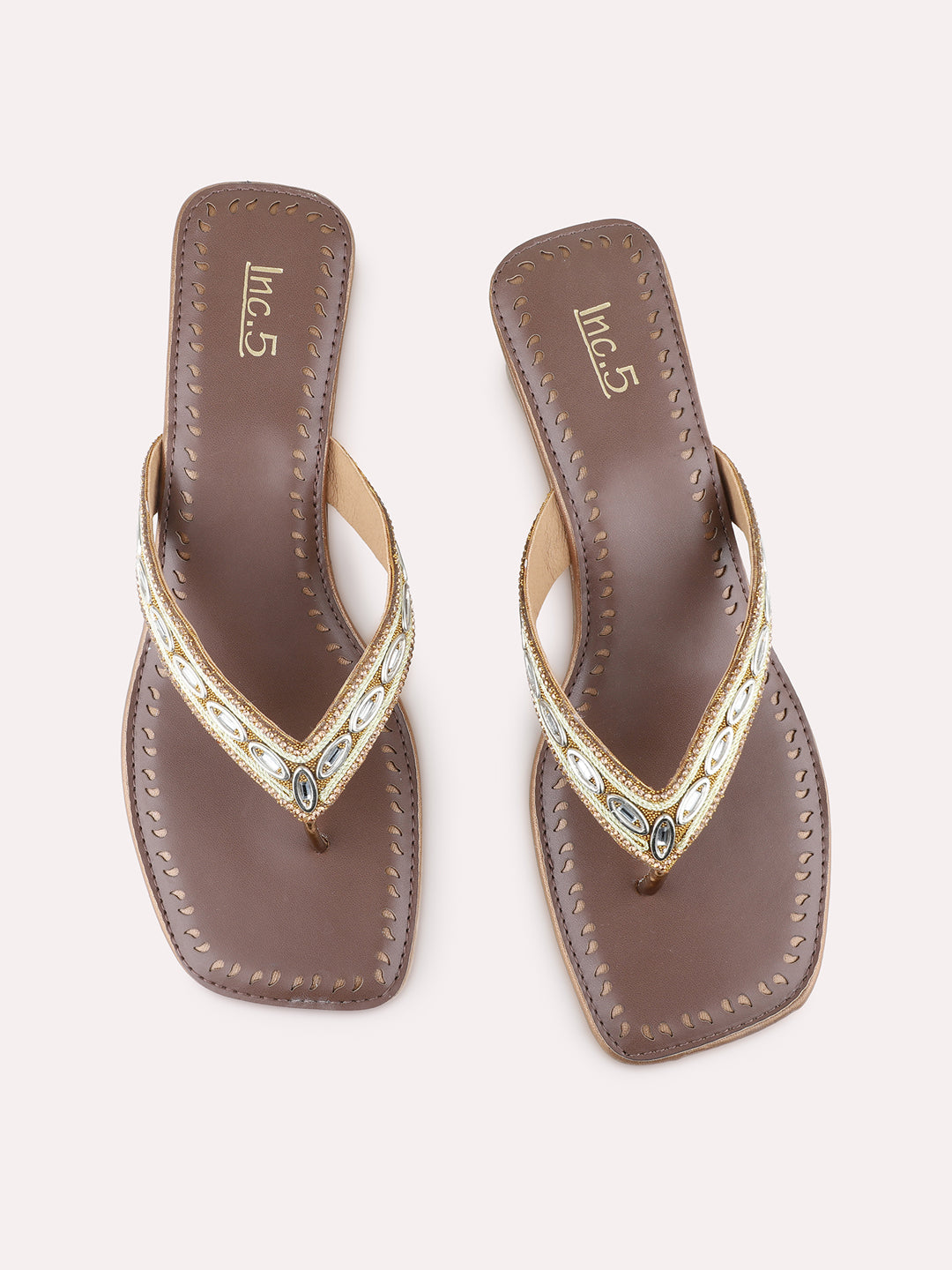 Womens Gold Casual Solid Square Toe Wedge Heels