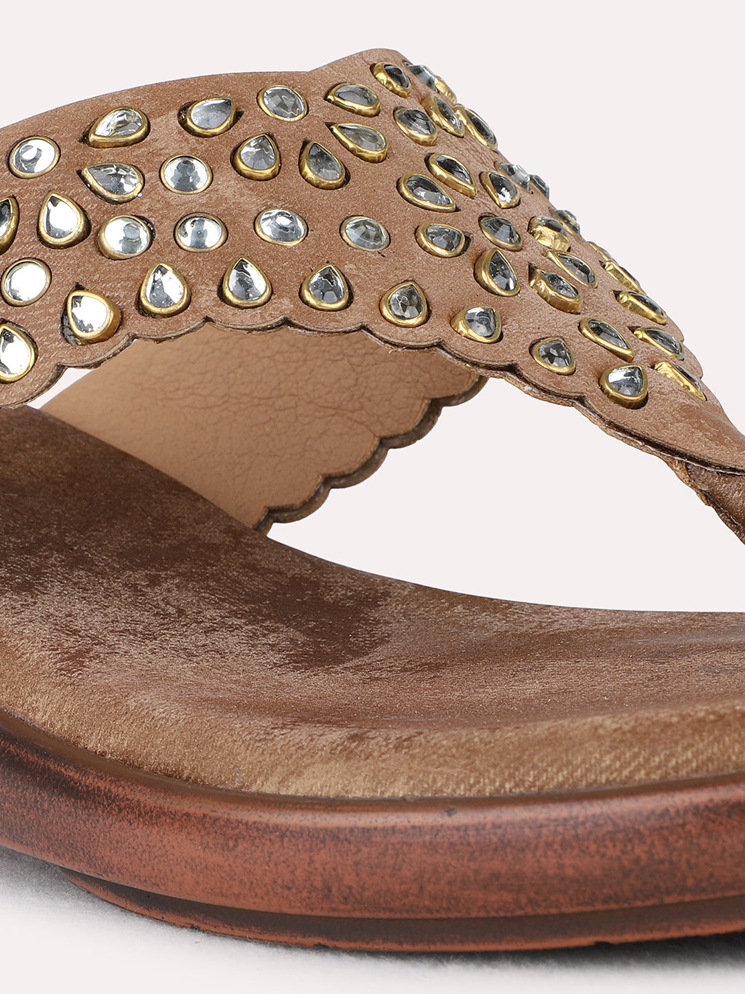 Womens Golden Ethnic Embellished Pattern Wedge Heel Sandal