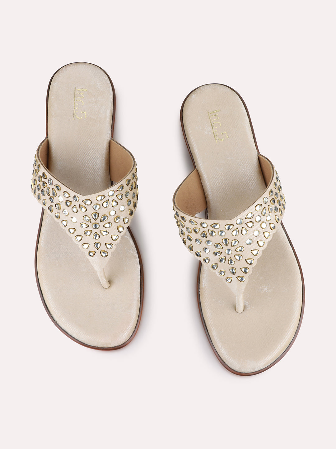 Womens Golden Ethnic Embellished Wedge Heel Sandals