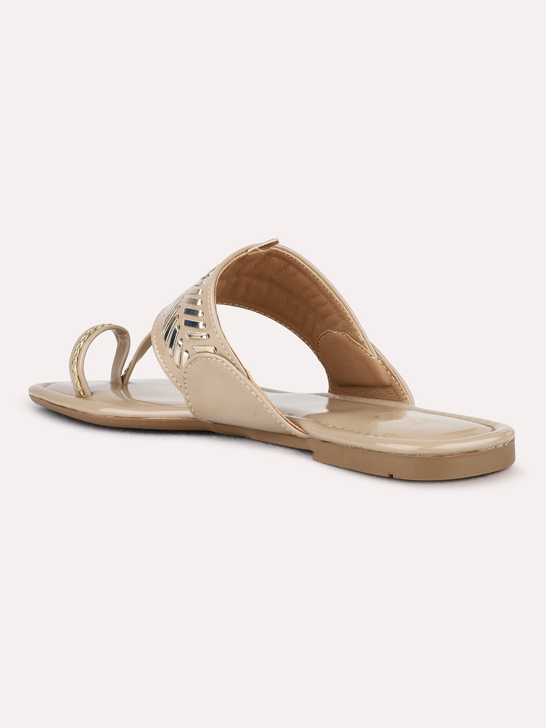 Womens Beige Casual Textured One Toe Flats