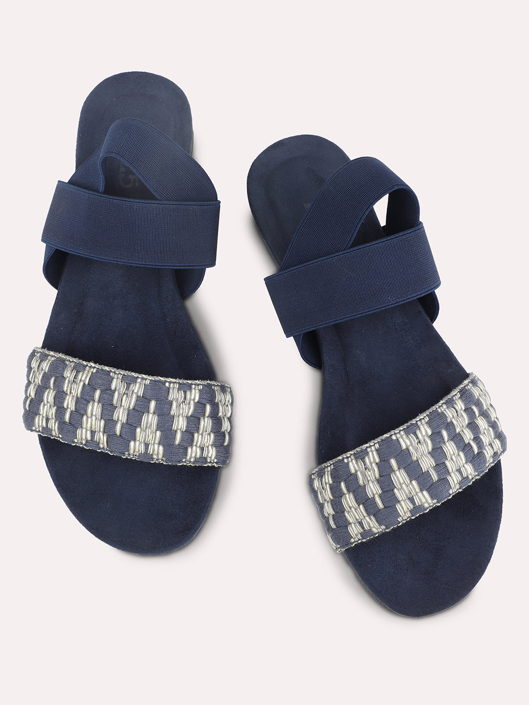 Women Navy Open Toe Backstrap Sandals