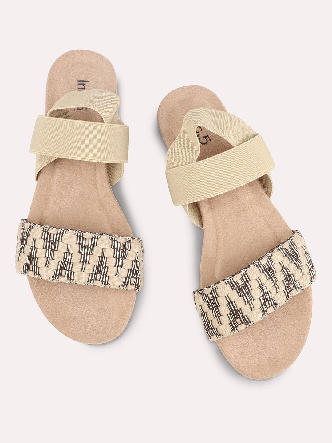 Women Beige Open Toe Backstrap Sandals