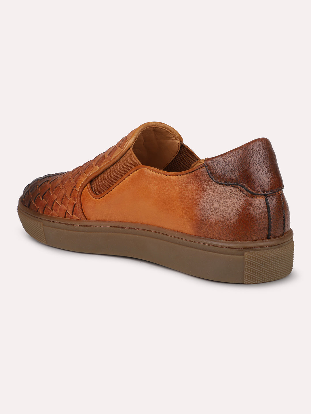 Men Tan Textured Casual Slip-Ons Shoes