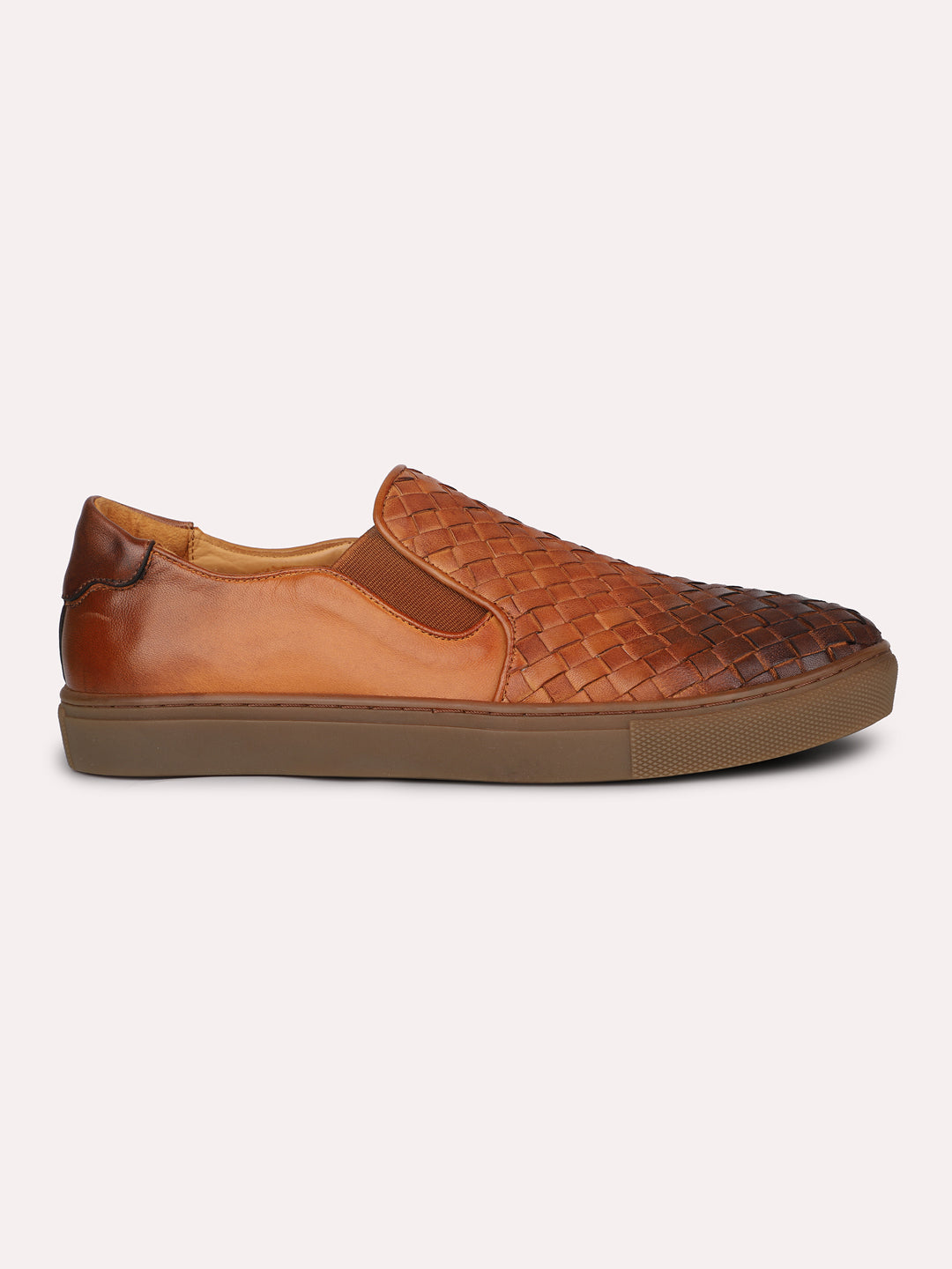 Men Tan Textured Casual Slip-Ons Shoes