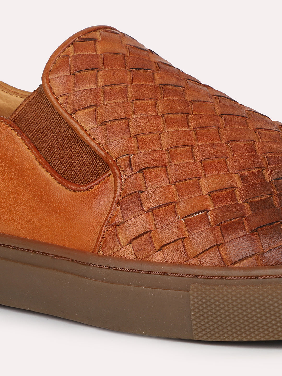 Men Tan Textured Casual Slip-Ons Shoes