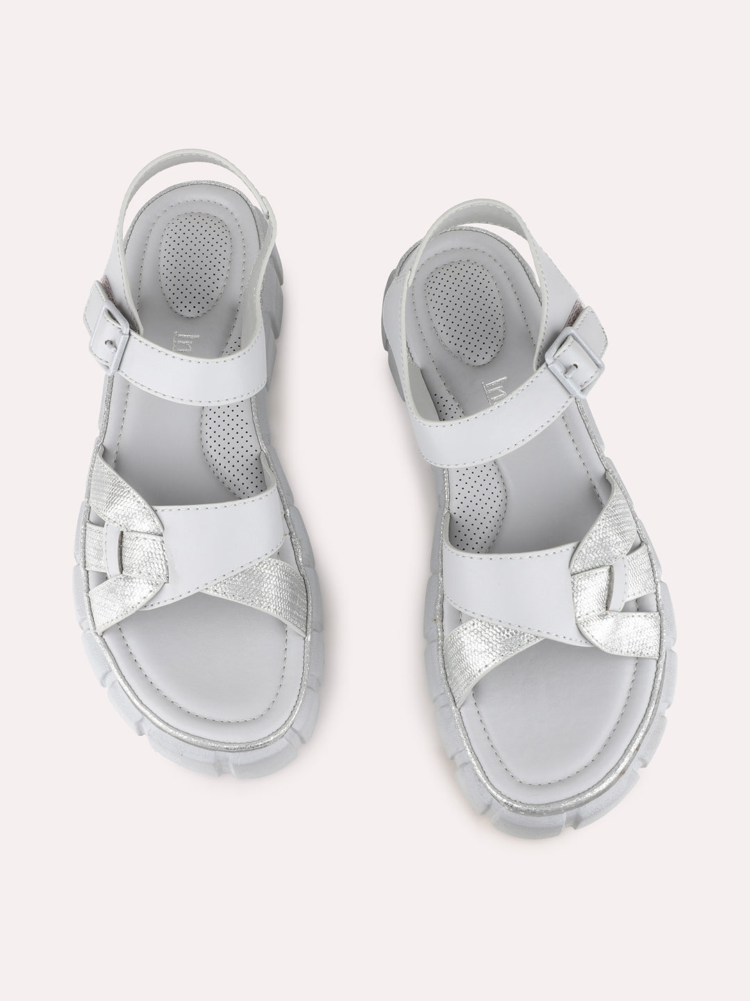 Women Grey Casual Solid Round Toe Flatform Heel Sandals