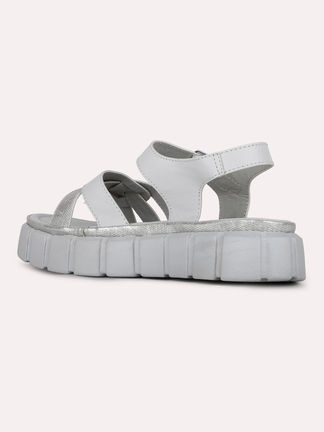 Women Grey Casual Solid Round Toe Flatform Heel Sandals