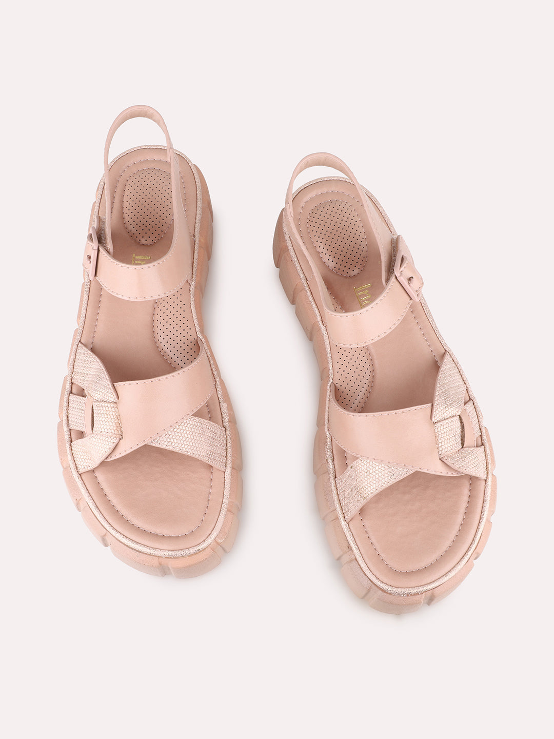 Womens Peach Casual Solid Open Toe Flat Sandals