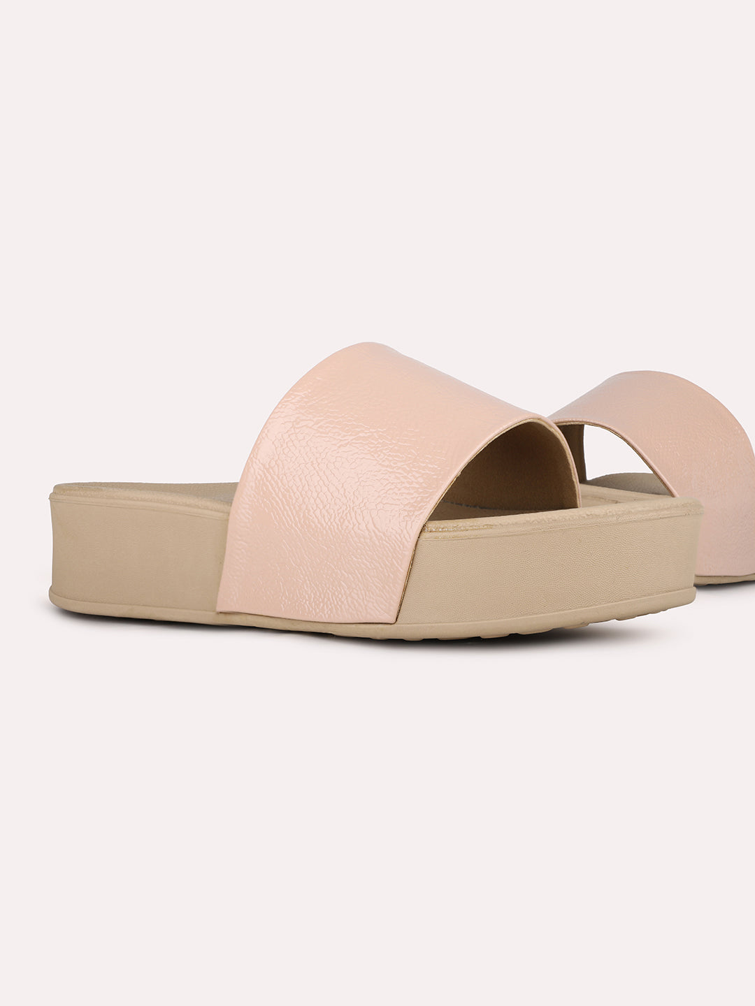 Women Beige Casual Solid Round Toe Sandals
