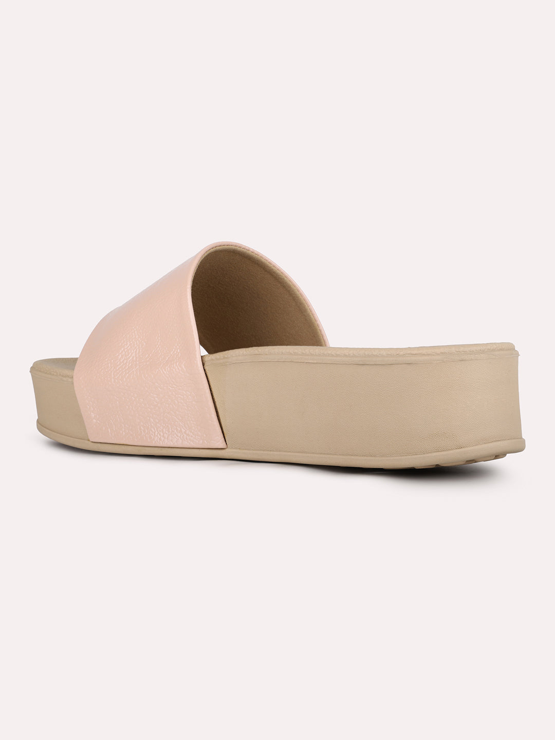 Women Beige Casual Solid Round Toe Sandals