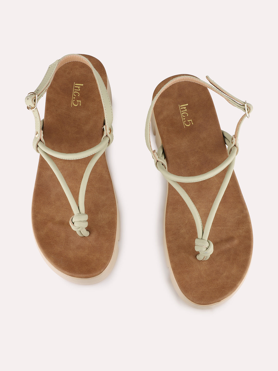 Women Green Party Wear Solid Round Toe Wedge Heel Sandals