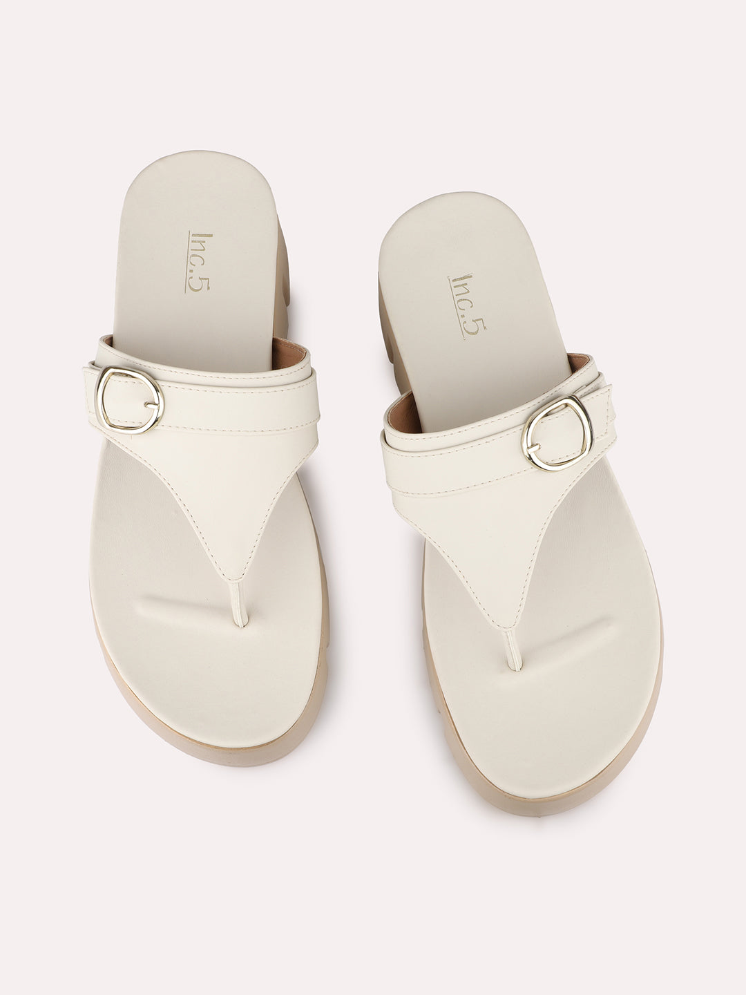 Womens Cream Party Wear Round Toe Wedge Heels