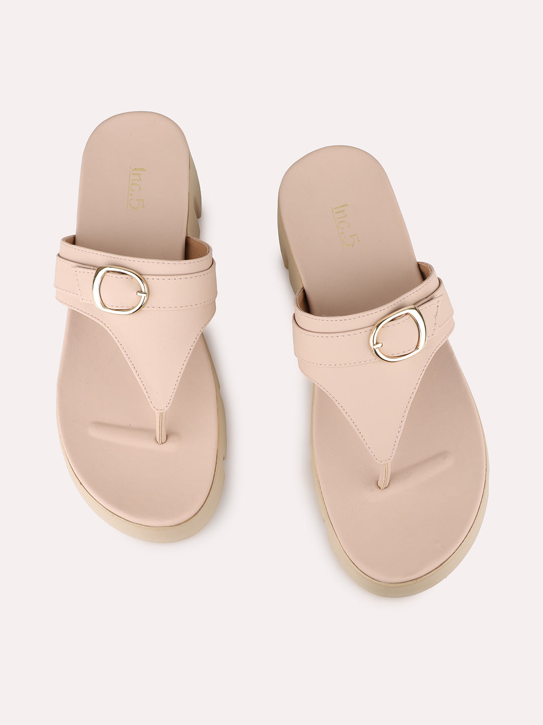 Womens Peach Party Wear Solid Round Toe Wedge Heels